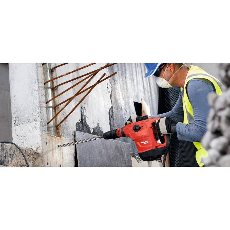 Martillo rotativo Hilti TE 60-AVR SDS-Max de 120 voltios y 13 amperes con sistema de eliminación de polvo, kit de sistema de eliminación de polvo, cable y broca TE-YX de 1-9/16 pulgadas - 3578573.