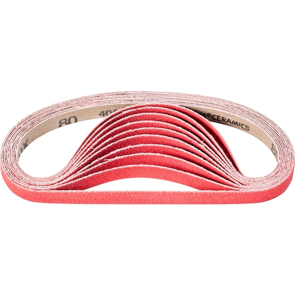 Pferd Coated Belt, Co-Cool, 1/2"x18", 80 Grit, Recubierto, 1/2" Ancho, 18" Largo, 80 Grit, Óxido de Cerámica - 49539