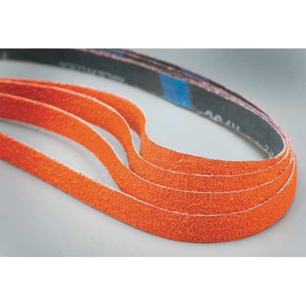 Banda de lija recubierta Norton Abrasives, 3/4 pulgadas de ancho, 18 pulgadas de largo, 80 granos, grueso, cerámica, Blaze R980P, naranja - 69957398029.