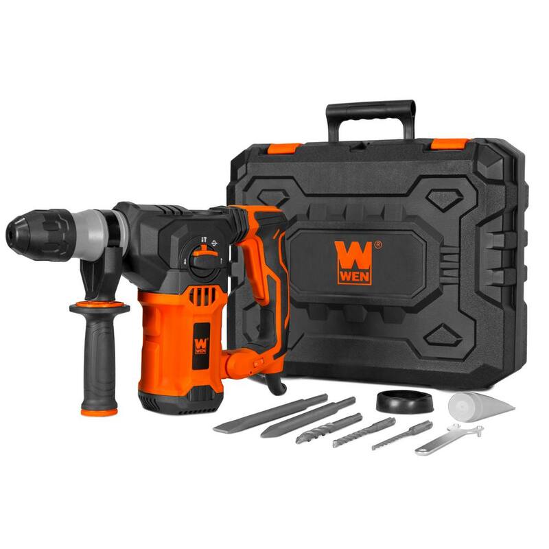 Martillo rotativo SDS Plus de velocidad variable de 12 amperes con cable de 1-3/16 pulgadas, kit con estuche, cinceles y brocas - RH1042