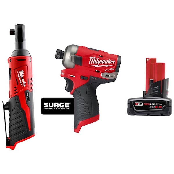Milwaukee Tool Cordless Ratchet, Hyd Drvr, 6.0 Bat - 2457-20, 2551-20, 48-11-2460