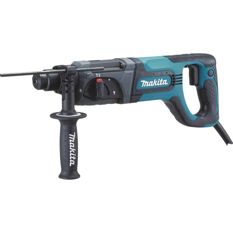 Martillo rotativo para concreto/mampostería de 1 pulgada con cable de 7 amperes y mango lateral, en estuche duro - HR2475 de Makita.