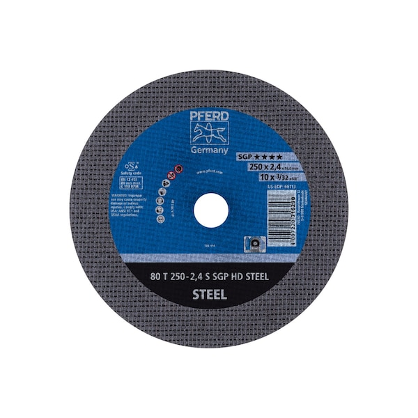 Disco de corte Pferd de 10" x 3/32", 5/8" Ag. - S - SGP HD STEEL - 66113