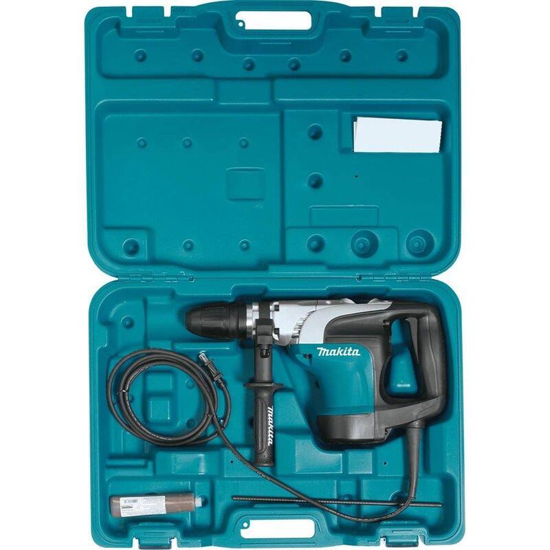 Martillo rotativo SDS-MAX de concreto/mampostería con cable de 10 Amp y 1-9/16 pulgadas de Makita con mango lateral y estuche rígido - HR4002
