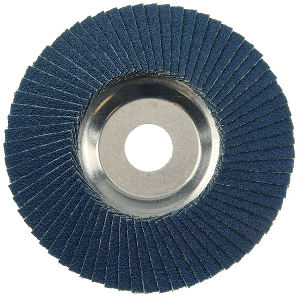 Disco de Láminas Conicas de 4" Weiler Tiger Disc, con respaldo de aluminio, 80Z, 5/8" - 50505