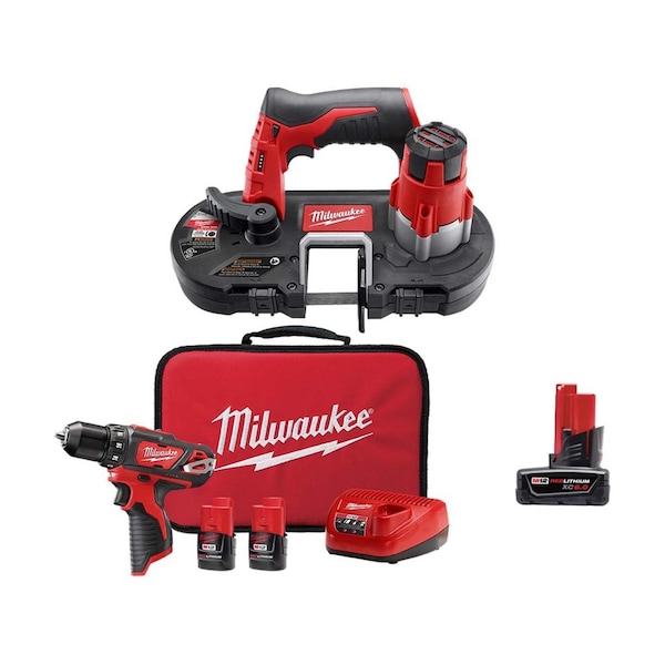 Milwaukee Tool Cordless Band Saw, Drill Kit, 6.0 Bat - 2429-20, 2407-22, 48-11-2460