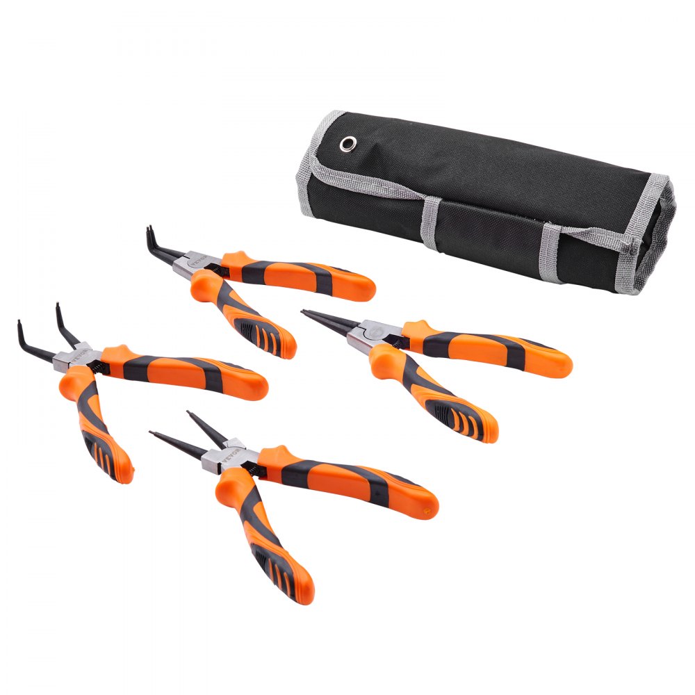 VEVOR 4-Piece Snap Ring Pliers Set, 0.07" Tip Diameter, High Carbon Steel Straight and Bent Jaw, Heavy Duty Internal and External Circlip Pliers Kit, with Portable Tool Bag, For Ring Remover Retaining - QZZTJT7INCH41B3IBV0