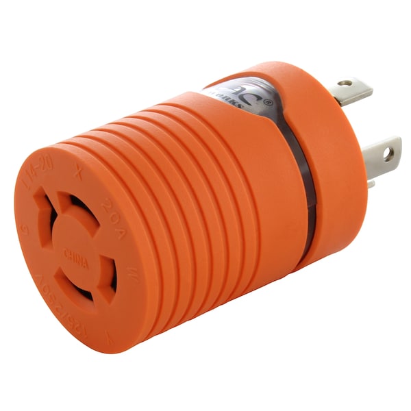 Ac Works 30A 4-Prong 125/250V L14-30P Plug to L14-20R 20A 4-Prong 125/250V Connector - ADL1430L1420