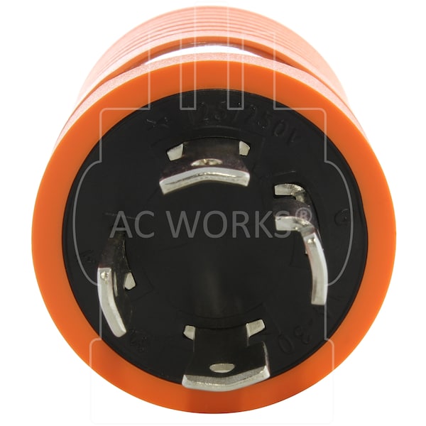 Ac Works 30A 4-Prong 125/250V L14-30P Plug to L14-20R 20A 4-Prong 125/250V Connector - ADL1430L1420