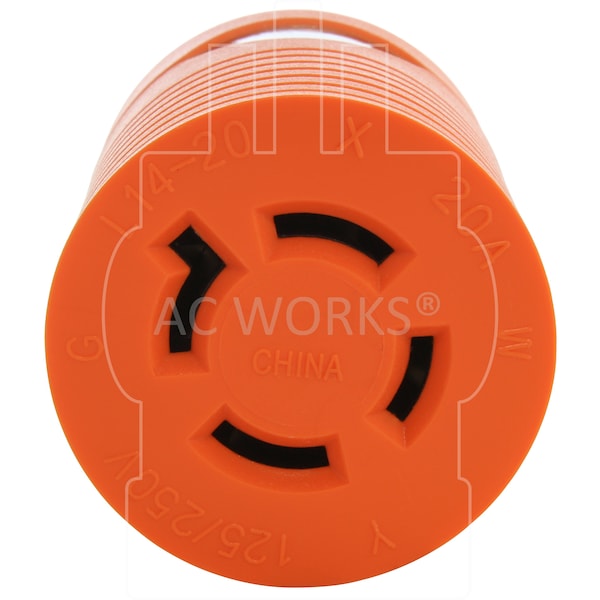 Ac Works 30A 4-Prong 125/250V L14-30P Plug to L14-20R 20A 4-Prong 125/250V Connector - ADL1430L1420