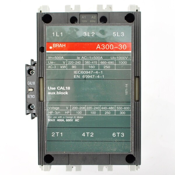 Brah Electric , Replacement 302A 600V 3P with 48VAC Closing Coil for A-Line Contactor A300-30-11-83 - BA300-30-11-83