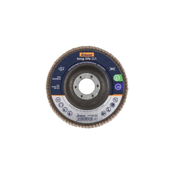 Disco de láminas abrasivas de larga duración ZA, cónico, Diámetro de 115 mm, Grano: 60 - 565264 60