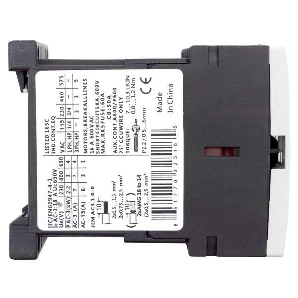 Brah Electric , Replacement 7A 600V 3P with 120VAC Closing Coil for Sirius Contactor 3RT1015-1AK61 - B3RT1015-1AK61