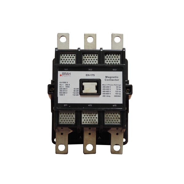 Brah Electric , Direct Replacement 185A 600V 3P with 120VAC Closing Coil for EH Series Contactor EH-175 - BEH-175