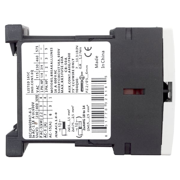 Brah Electric , Direct Replacement 9A 600V 3P with 120VAC Closing Coil for Sirius Contactor 3RT1016 - B3RT1016