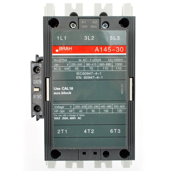 Brah Electric , Replacement 130A 600V 3P with 24VAC Closing Coil for A-Line Contactor A145-30-11-81 - BA145-30-11-81