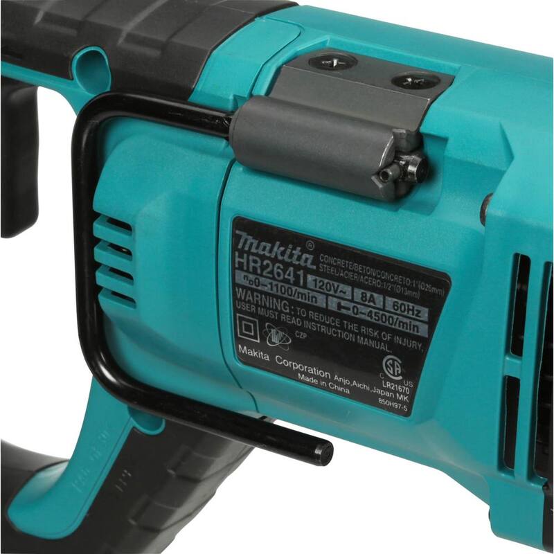 Martillo rotativo SDS-Plus para concreto/mampostería con cable de 1 pulgada y 8 amperes de Makita y esmeriladora angular con cable de 4-1/2 pulgadas en estuche rígido - HR2641X1
