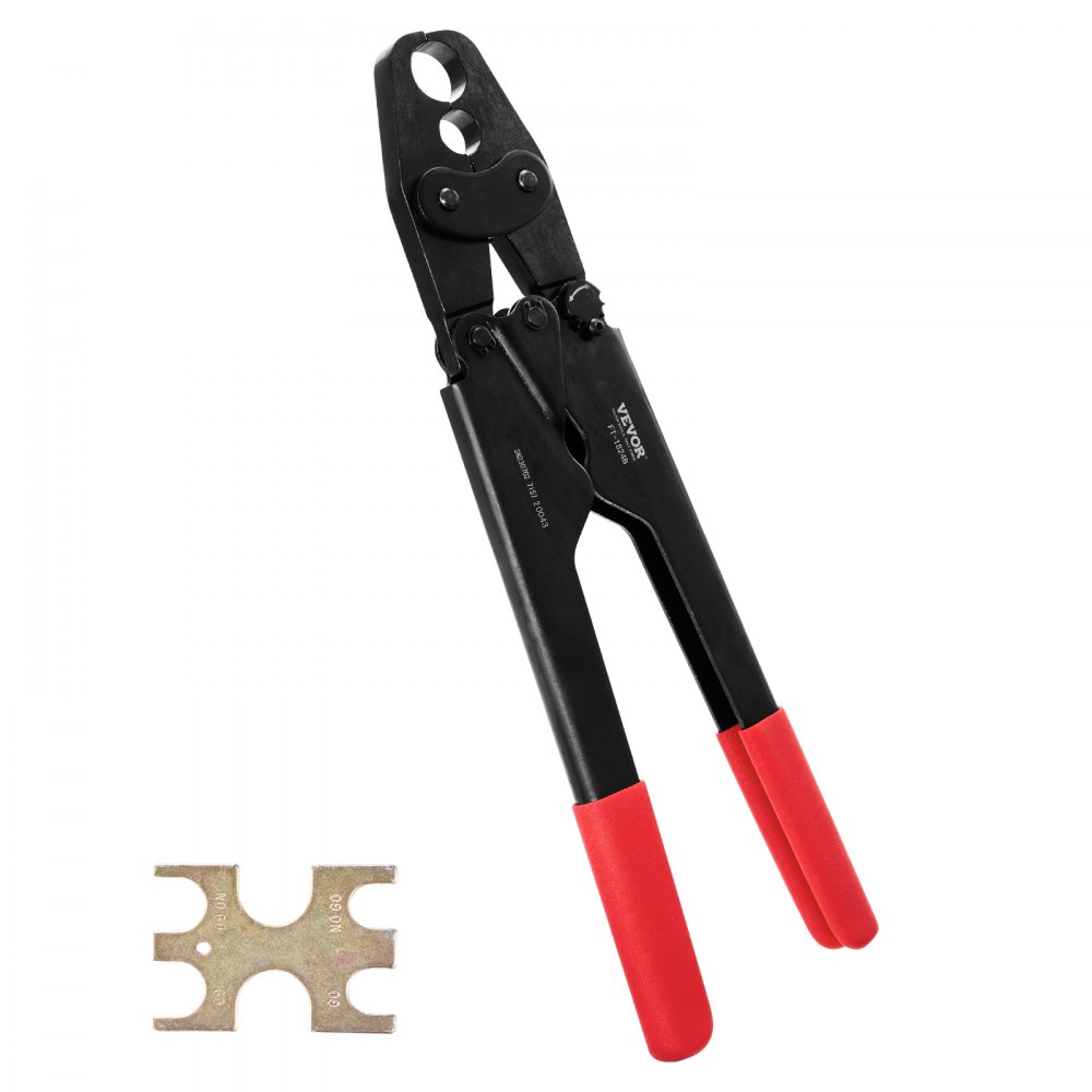 VEVOR PEX Crimping Tool, Dual Head Combo PEX Crimper Tool for 1/2" and 3/4" PEX Copper Crimp Rings, Compact Plumbing Crimp Tool with Go/No-Go Gauge, Well-Polished Jaw, Meets ASTM F1807 Standards - SDSYJGPEX1234SBPHV0