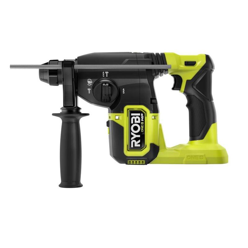 RYOBI ONE+ HP Taladro martillo rotativo sin escobillas inalámbrico de 18V con portabrocas SDS-Plus de 1 pulgada y batería de alto rendimiento de 4.0 Ah de iones de litio - P223-PBP004