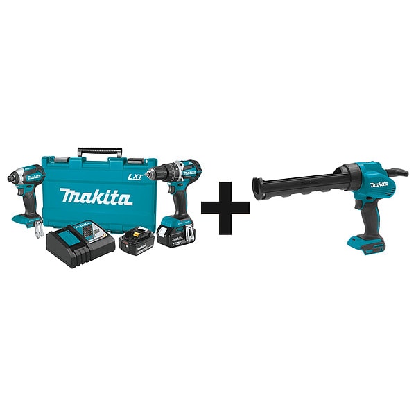 Makita Cordless Combination Kit, 3 Tools, 18V DC - XT269M + XGC01Z