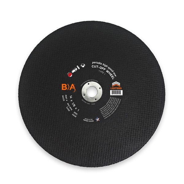Rueda de corte de alta velocidad Bullard Abrasives, 14 x 1/8 x 1, paquete de 10 - 84433