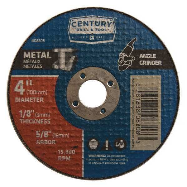 Rueda de corte de metal de Century Drill & Tool, 4x1/8 pulgadas, Tipo 1A - 08308