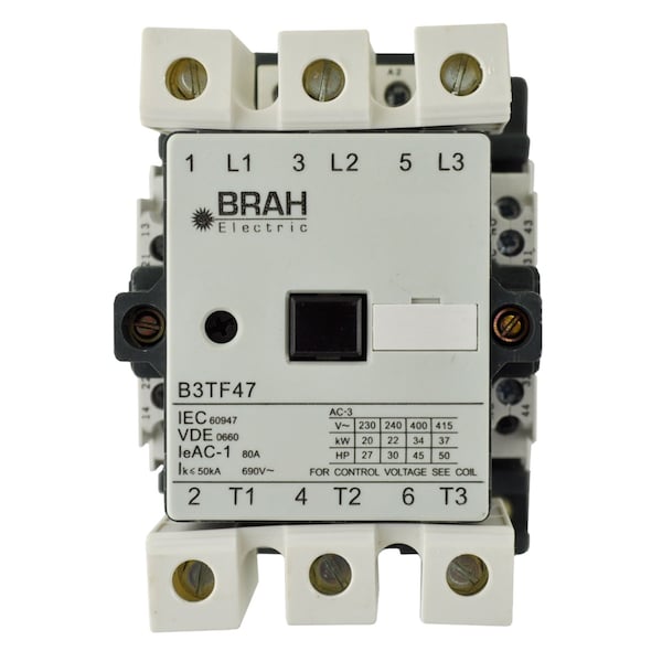 Brah Electric , Direct Replacement 63A 600V 3P with 110/120VAC Closing Coil for World Series Contactor 3TF47 - B3TF47