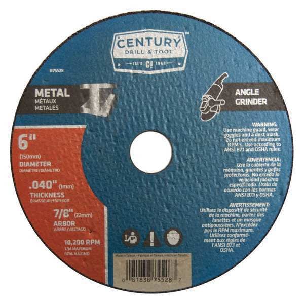 Rueda de corte de metal Century Drill & Tool, 6x.040 pulgadas, Tipo 1A - 75528