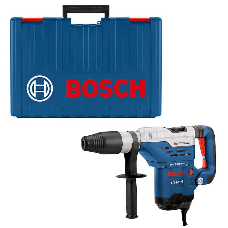 Martillo rotativo Bosch de 13 amperes con cable de 1-5/8 pulgadas SDS-max y velocidad variable con mango lateral auxiliar y estuche de transporte - 11264EVS