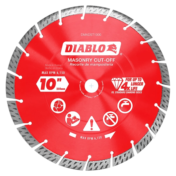 Diablo 10" Discos de corte segmentados de diamante turbo para albañilería - DMADST1000