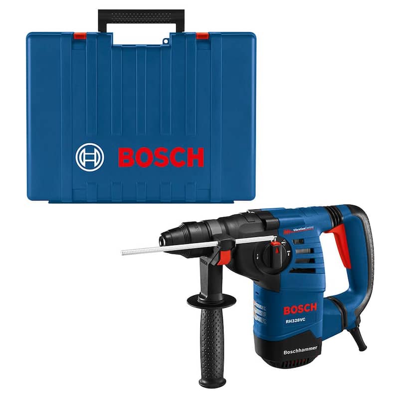Rotomartillo Bosch de 8 amperes 1-1/8 pulgadas con cable y velocidad variable SDS-Plus para concreto/mampostería, con medidor de profundidad y estuche de transporte - RH328VC.