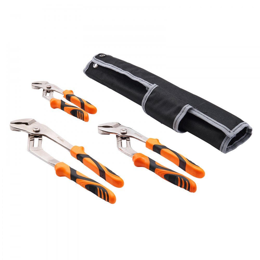 VEVOR 3-Piece Groove Joint Pliers Set, 12/10/8 inch, Heat-Treated High Carbon Steel Water Pump Pliers, Button Quick Adjustable Pliers for Home Repair, Gripping, Nuts, Bolts, Pipes, Fittings - QZZT812INCH316AZUV0
