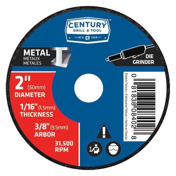 Rueda de corte de metal de Century Drill & Tool, 2x1/16 pulgadas, Tipo 1A - 08402