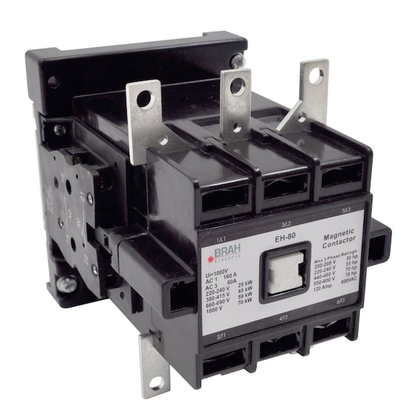 Brah Electric , Replacement 80A 600V 3P with 480VAC Coil for EH Series Contactor EH-80-30-22AS - BEH-80-30-22AS