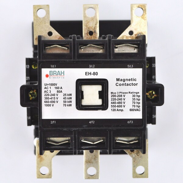 Brah Electric , Replacement 80A 600V 3P with 480VAC Coil for EH Series Contactor EH-80-30-22AS - BEH-80-30-22AS