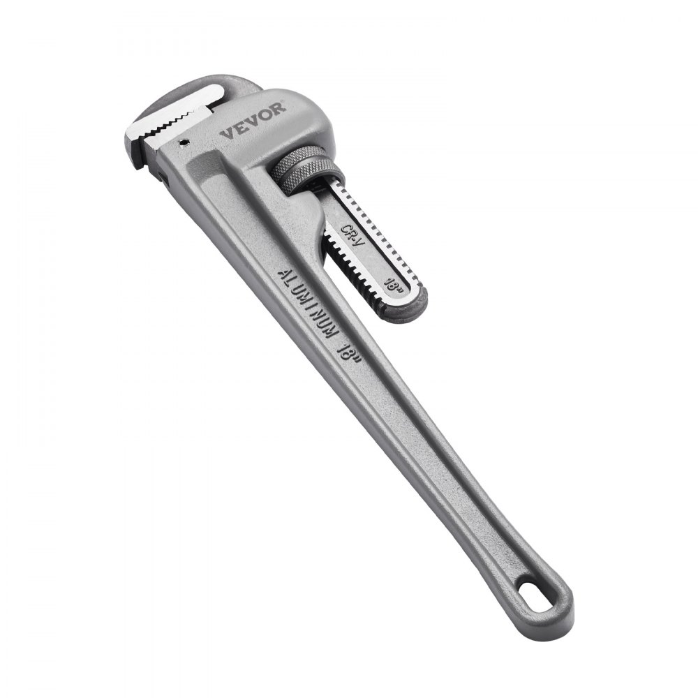 VEVOR Pipe Wrench, 18" Aluminum Straight Pipe Wrench, Adjustable Plumbing Wrench, with High Strength Jaw and Ergonomic Handle, Easy to Carry, Hangable Design, for Water Pipes, Automotive Repairs - GQBSZG18INCHV5JD7V0
