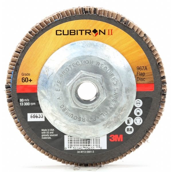Disco de aletas Cubitron de 3M, 5/8 pulgadas-11, 60 granos, 13,300 rpm - 7010327061