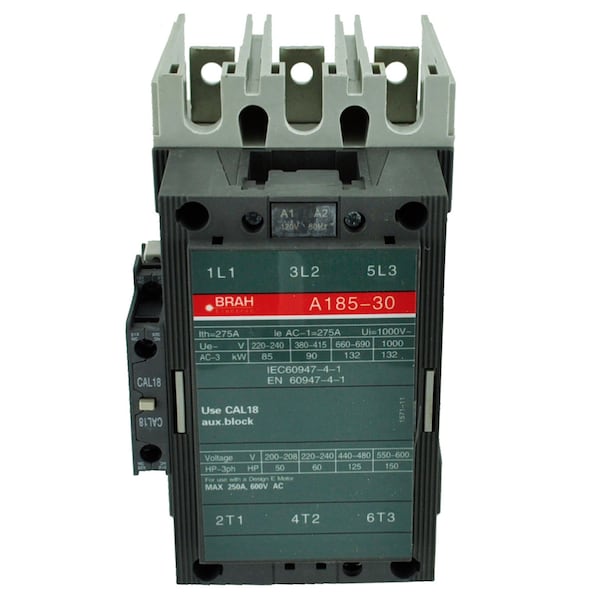Brah Electric , Replacement 156A 600V 3P with 120VAC Closing Coil for A-Line Contactor A185-30-11 - BA185-30-11