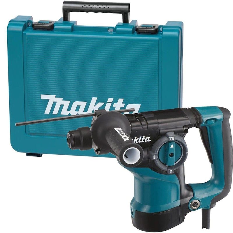 Martillo Rotativo para Concreto/Mampostería con Cable SDS-Plus de 7 Amperes y 1-1/8 pulgadas de Makita con Mango Lateral y Estuche de Plástico Resistente - HR2811F