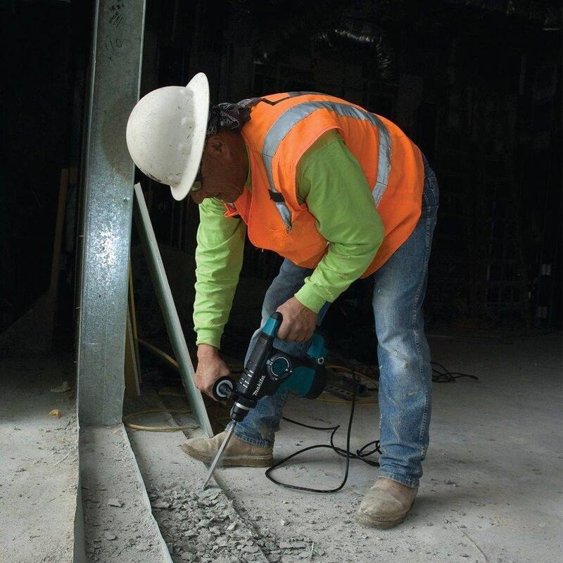 Martillo Rotativo para Concreto/Mampostería con Cable SDS-Plus de 7 Amperes y 1-1/8 pulgadas de Makita con Mango Lateral y Estuche de Plástico Resistente - HR2811F