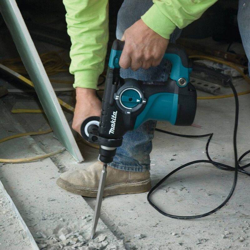 Martillo Rotativo para Concreto/Mampostería con Cable SDS-Plus de 7 Amperes y 1-1/8 pulgadas de Makita con Mango Lateral y Estuche de Plástico Resistente - HR2811F