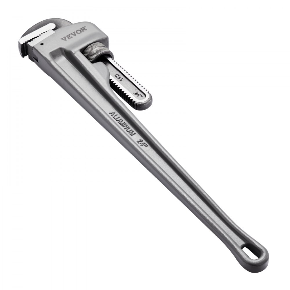VEVOR Pipe Wrench, 24" Aluminum Straight Pipe Wrench, Adjustable Plumbing Wrench, with High Strength Jaw and Ergonomic Handle, Easy to Carry, Hangable Design, for Water Pipes, Automotive Repairs - GQBS24INCHZGDHZ69V0
