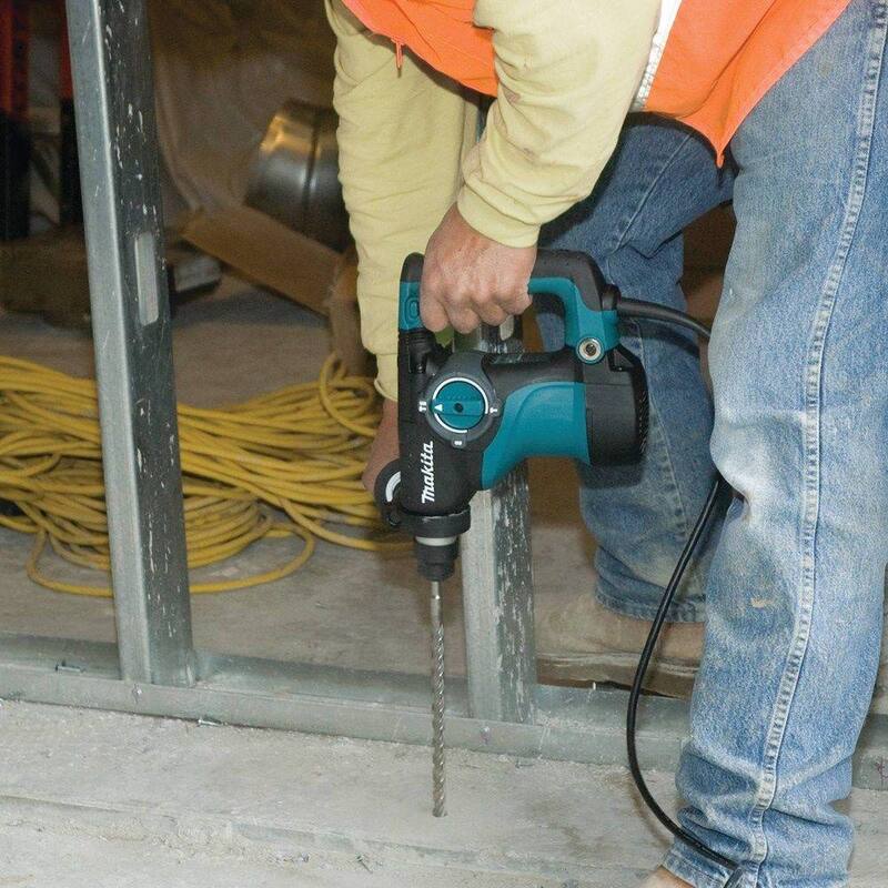 Martillo Rotativo para Concreto/Mampostería con Cable SDS-Plus de 7 Amperes y 1-1/8 pulgadas de Makita con Mango Lateral y Estuche de Plástico Resistente - HR2811F