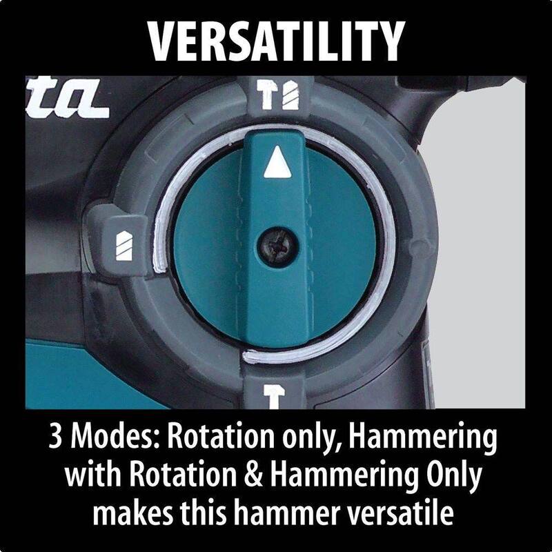 Martillo Rotativo para Concreto/Mampostería con Cable SDS-Plus de 7 Amperes y 1-1/8 pulgadas de Makita con Mango Lateral y Estuche de Plástico Resistente - HR2811F