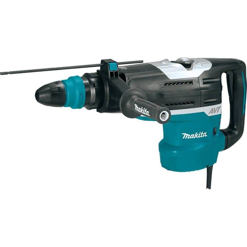 Martillo rotativo Makita de 15 amperes y 2 pulgadas con cable SDS-MAX para concreto/mampostería con tecnología avanzada AVT (Anti-Vibration Technology) con estuche rígido - HR5212C