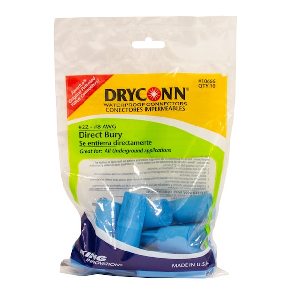 Dryconn King Innovation DryConn 22 to 8 AWG Insulated Underground Wire Connector Blue 10 pk - 10666