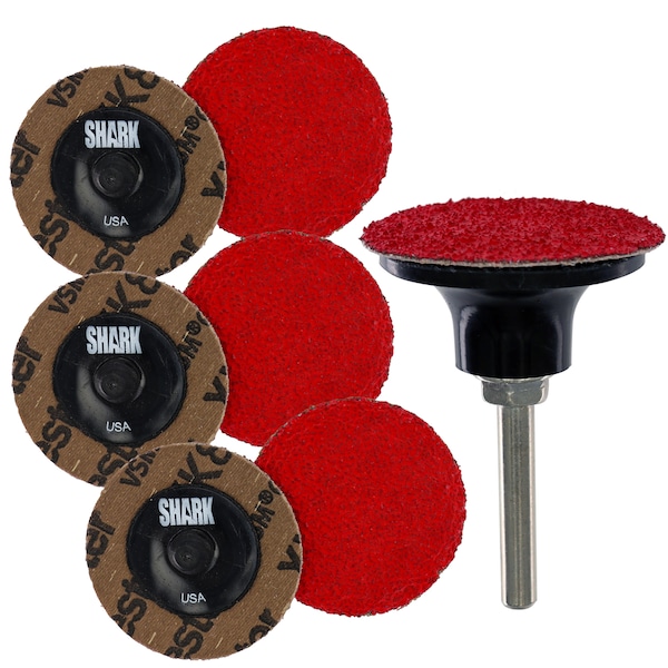 Industrias Shark 2" Paquete surtido de cerámica roja con 6 diferentes granulometrías con soporte de respaldo 13012 - 13086