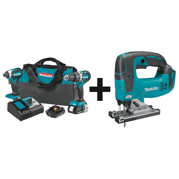 Makita Cordless Combination Kit, 3 Tools, 18V DC - XT269R + XVJ02Z