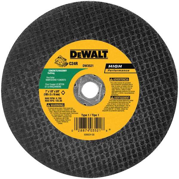 Dewalt 7" x 1/8" x 5/8" - disco de corte de mampostería con tracción de diamante - DW3521