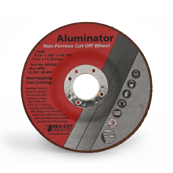 Rex Cut Aluminator Corte de Rueda 4 1/2 X .045 X 7/8 T27 Aluminator - 800300